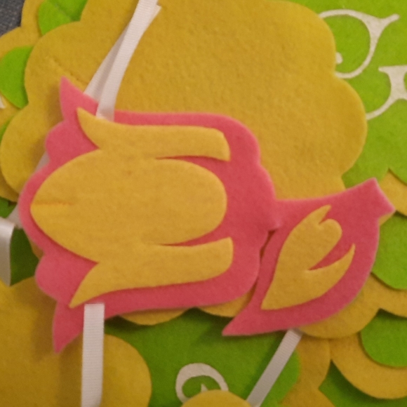 Felt Banner Garland Welcome Spring Flowers Bright & Cheery - Picture 4 of 5